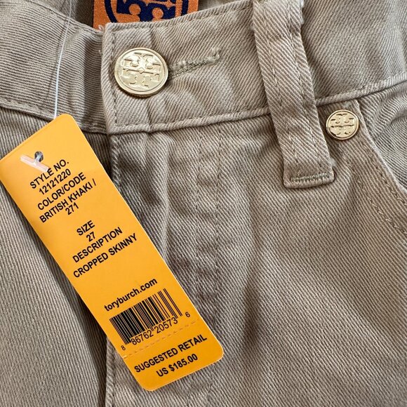 NWT Tory Burch Khaki Pants Cropped Skinny Women's size 27 4 - Picture 3 of 10